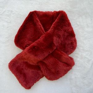 LOFT Faux fur red scarf/wrap